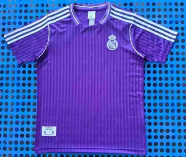 Real Madrid x Adidas Away Jersey Purple Striped Football Jersey - 1