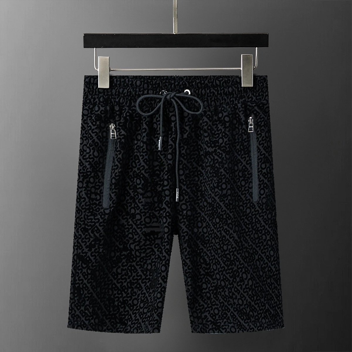 Design Monogram-Print Drawstring Shorts Black