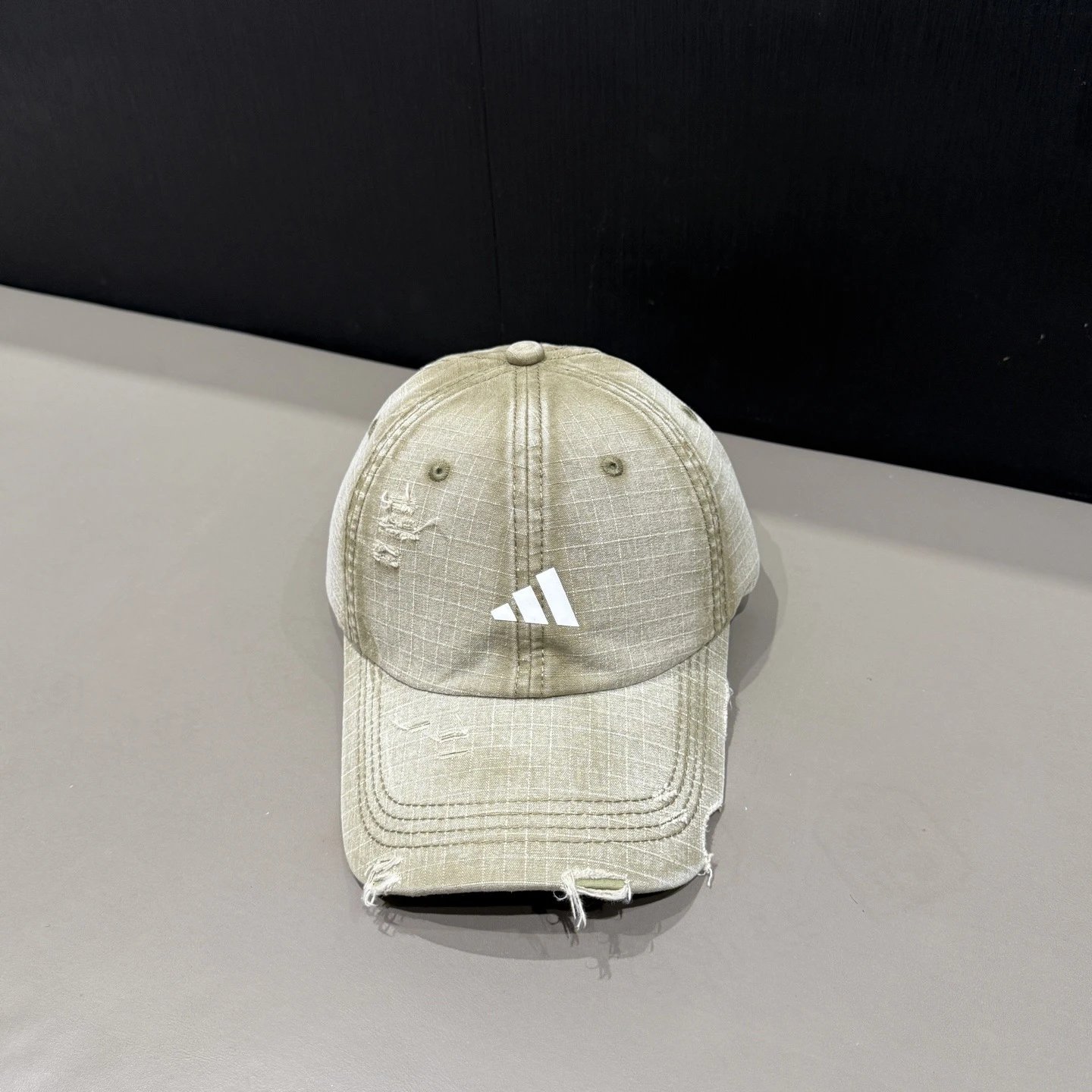 Prada Triangle Logo Washed Denim Baseball Cap Gray - 16