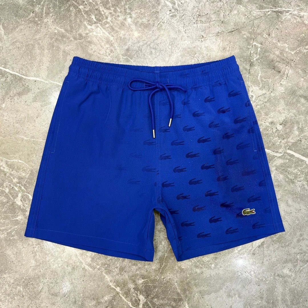 Lacoste All-Over Crocodile Print Drawstring Waist Shorts White - 18