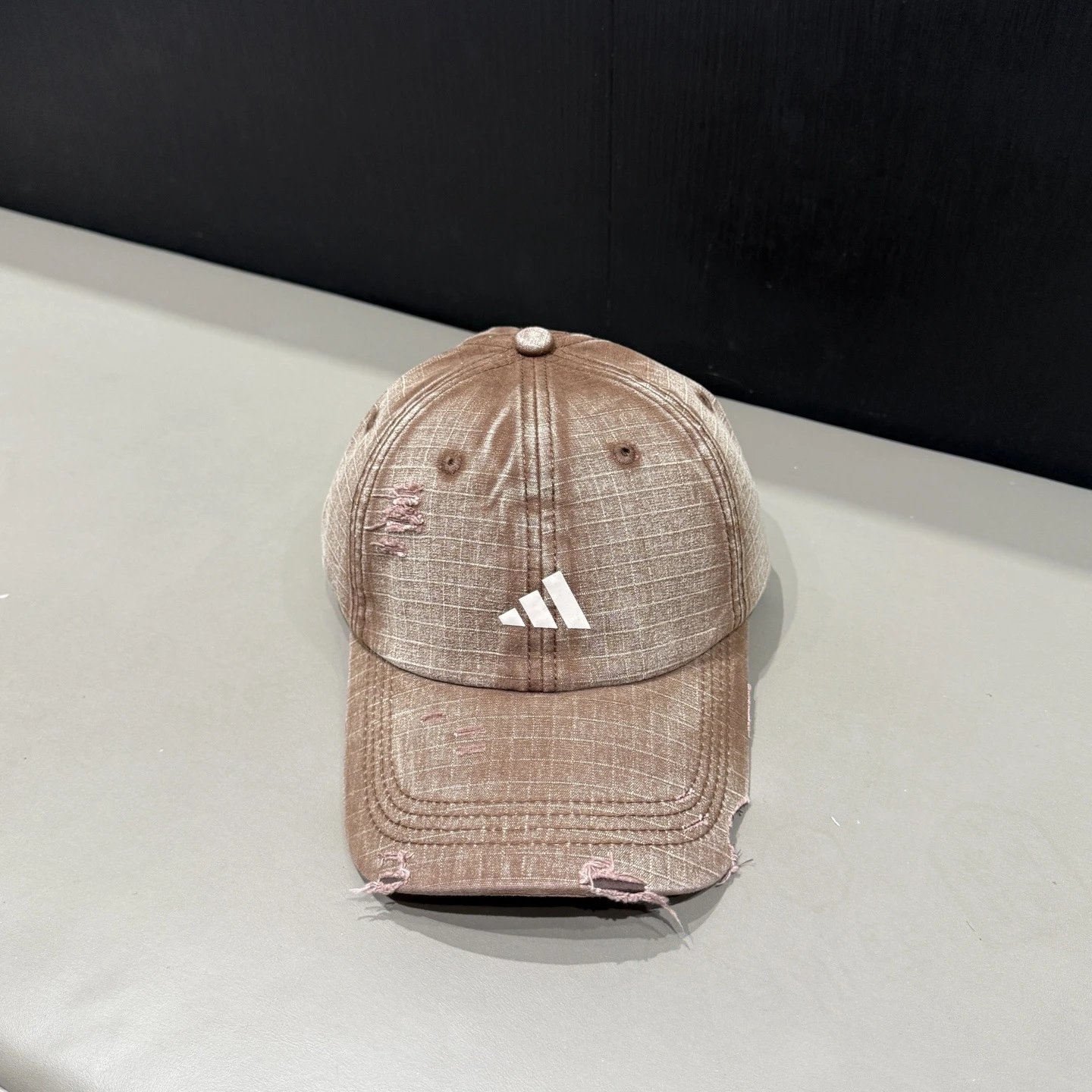 Prada Triangle Logo Washed Denim Baseball Cap Gray - 17