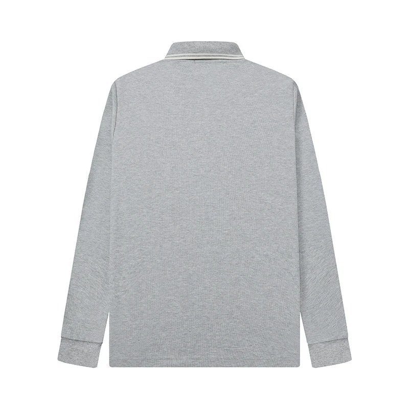 Design Long Sleeve Polo Navy with White Trim and Minimalist Patch Tops Polo - 9