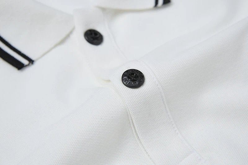 Design Long Sleeve Polo Navy with White Trim and Minimalist Patch Tops Polo - 15