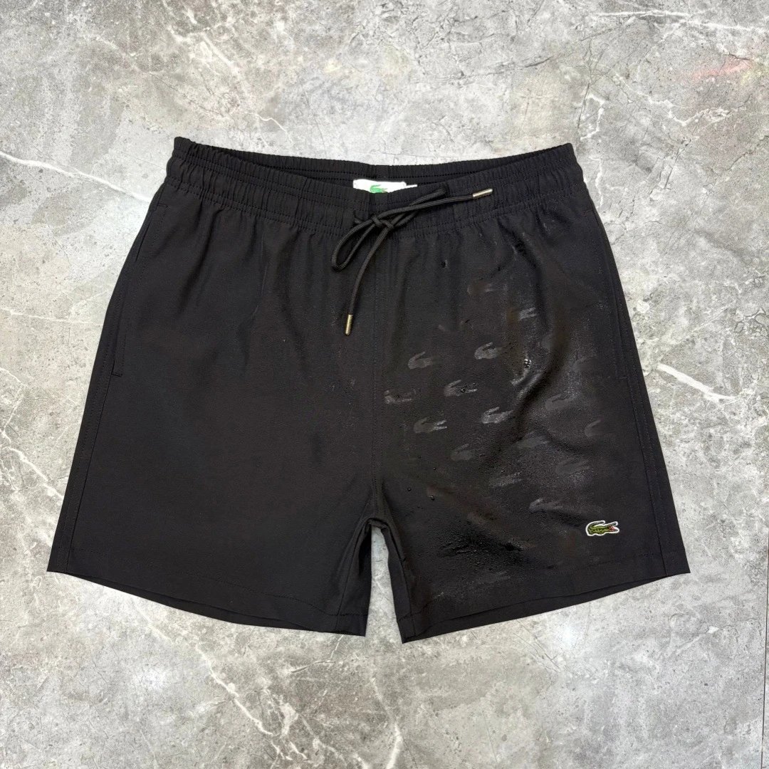 Lacoste All-Over Crocodile Print Drawstring Waist Shorts White - 6