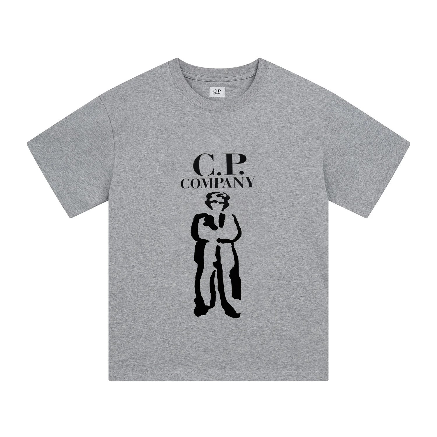 C.P. Company T-Shirts Logo Print Crewneck Short-Sleeve T-Shirt — 227 Heather Gray