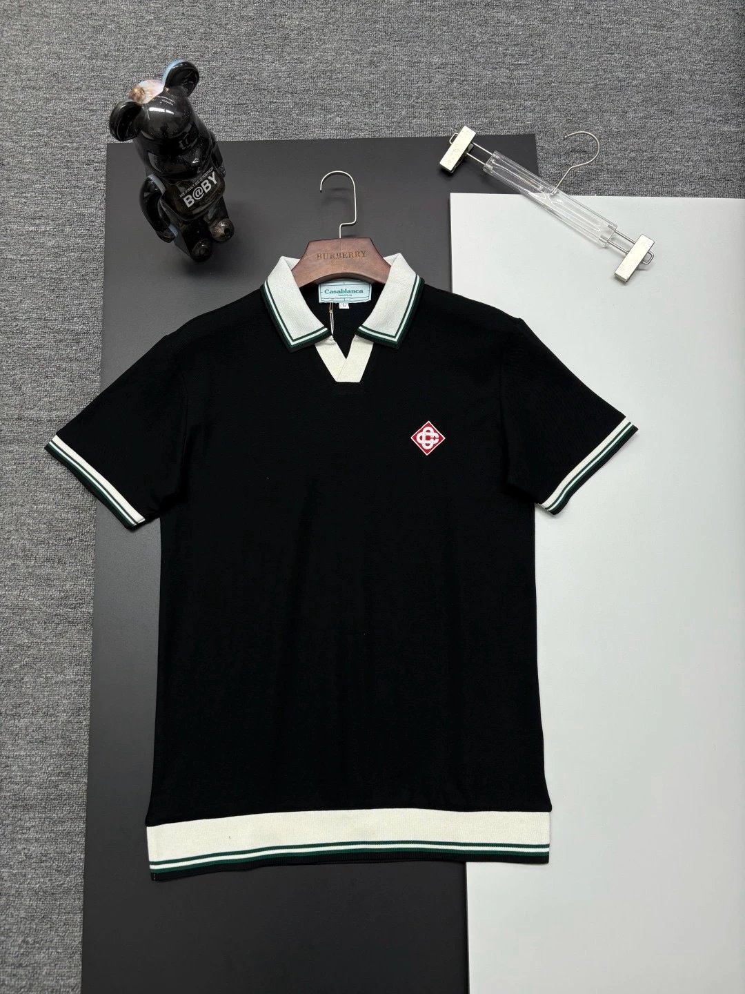Casablanca Tennis Polo Navy with White and Green Trim Polo Shirt - 4