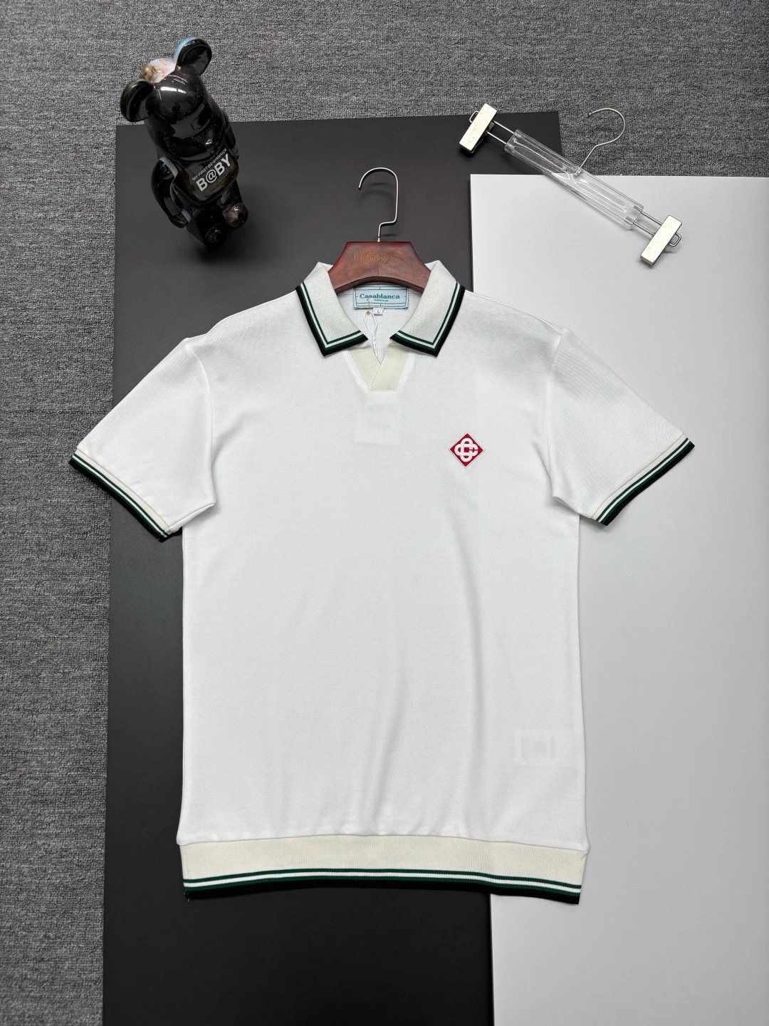 Casablanca Tennis Polo Navy with White and Green Trim Polo Shirt - 5