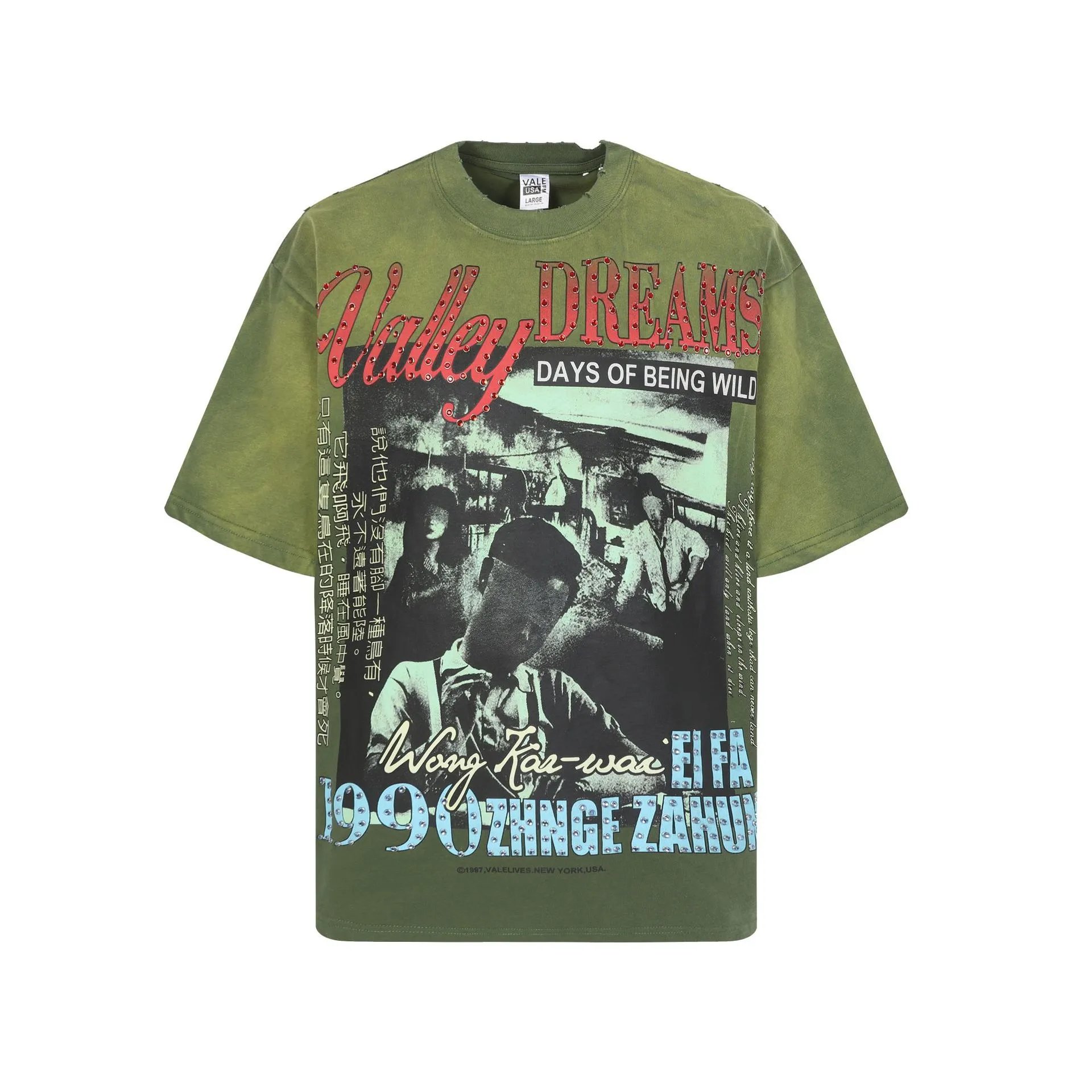 Design Vale USA Valley Dreams Alien Graphic T-Shirt Cream Wash T-Shirts - 11