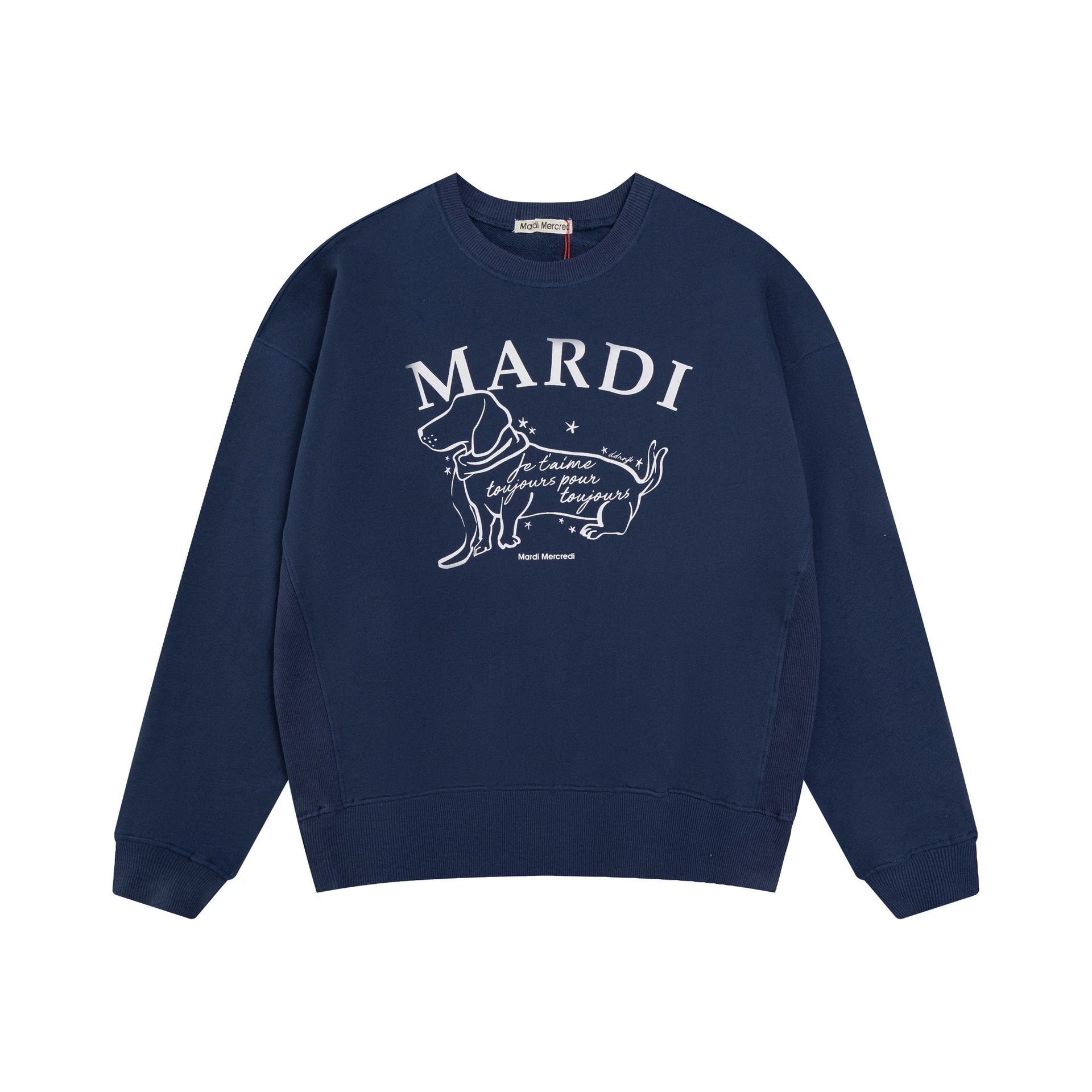 Mardi Mercredi Dog Print Navy Sweatshirt Hoodie - 4