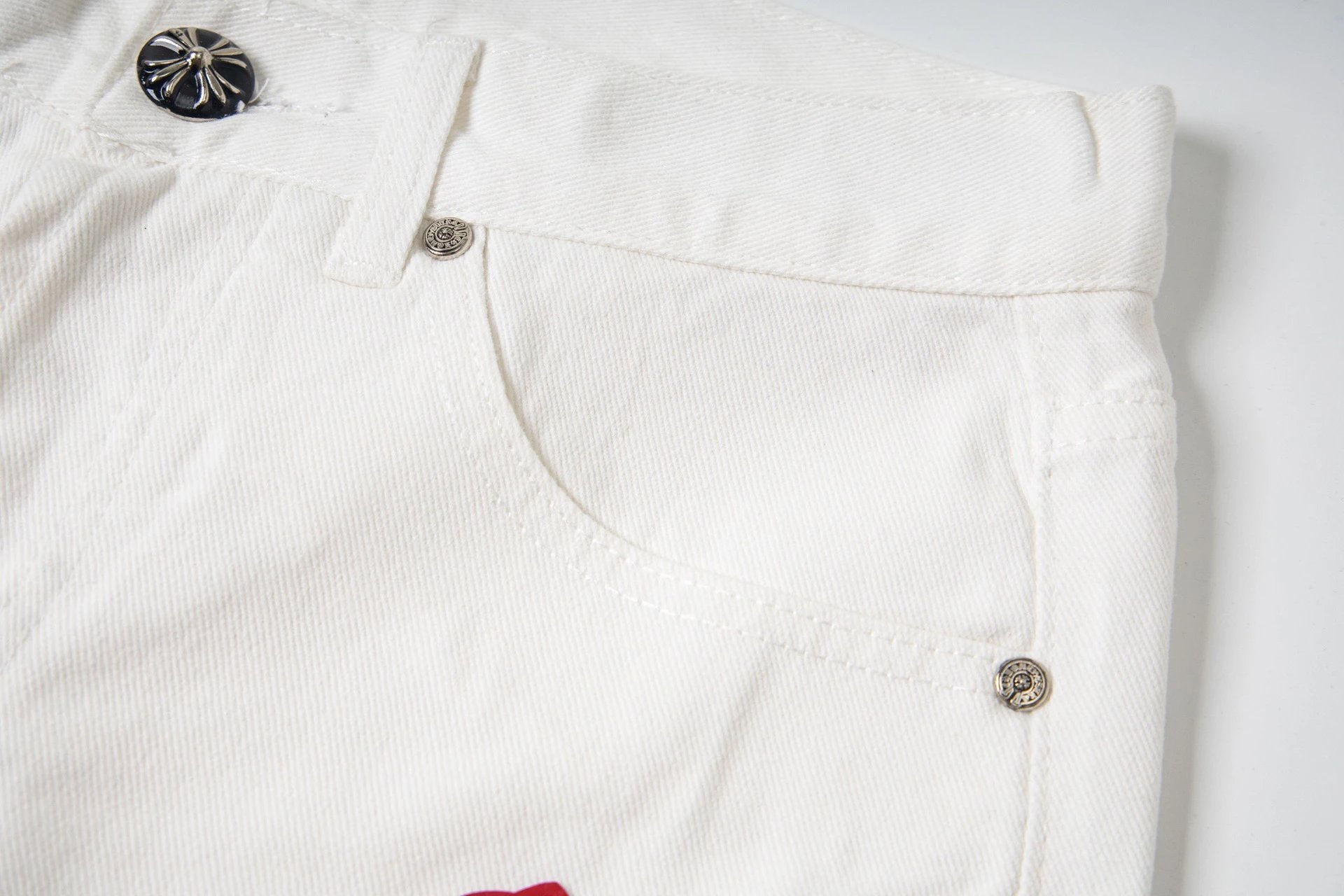 Chrome Hearts Cross-Embroidered White Straight-Leg Jeans - 6