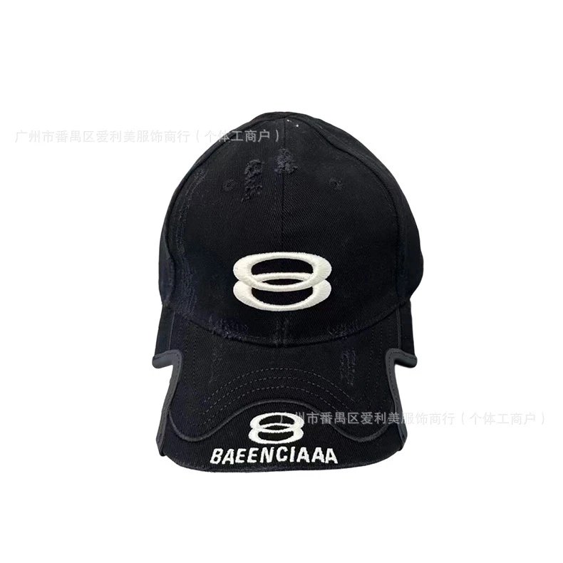 Unbranded Hats Distressed contrast-trim baseball cap with embroidered double-loop motif image 5