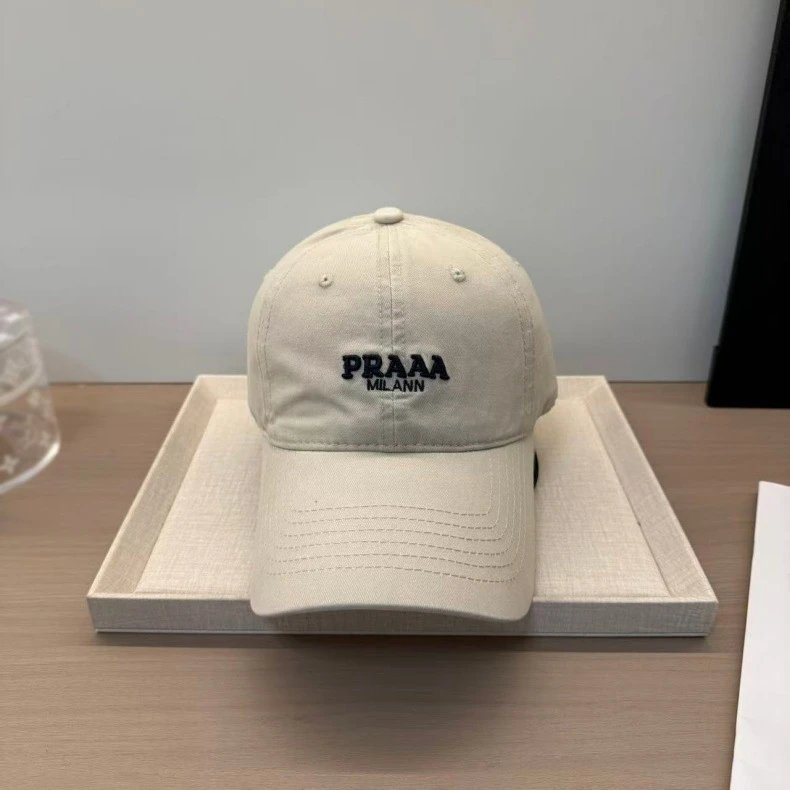 Prada Milano Embroidered Beige Baseball Cap Hats - 9