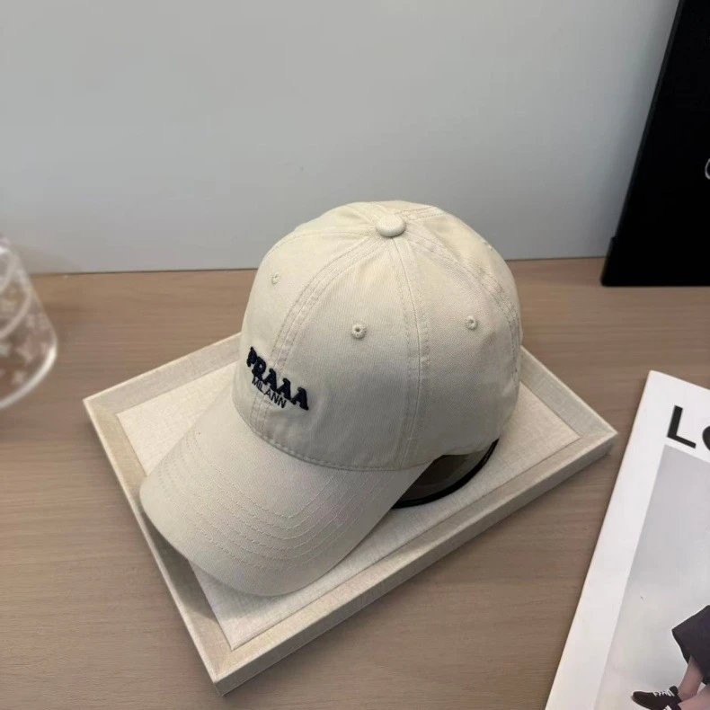 Prada Milano Embroidered Beige Baseball Cap Hats - 10