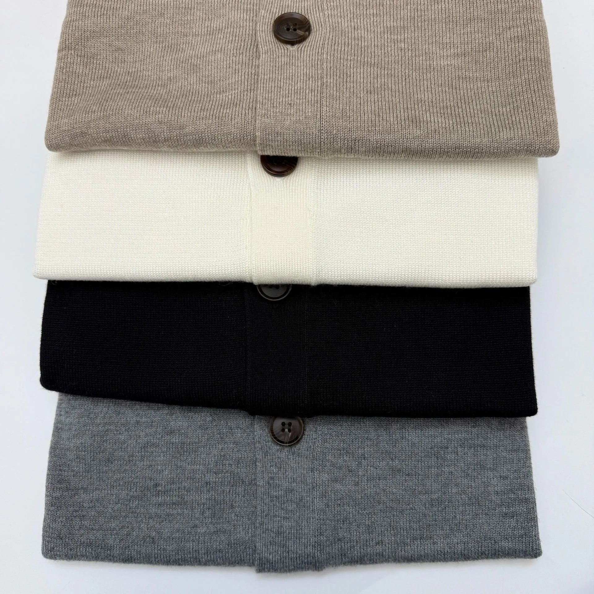 Design Knit Cardigan Beige Button-Front Cardigan - 14