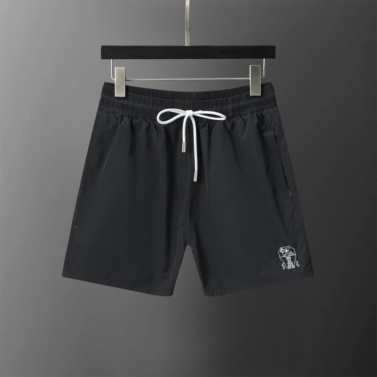 Design Embroidered Logo Swim Shorts Black - 1