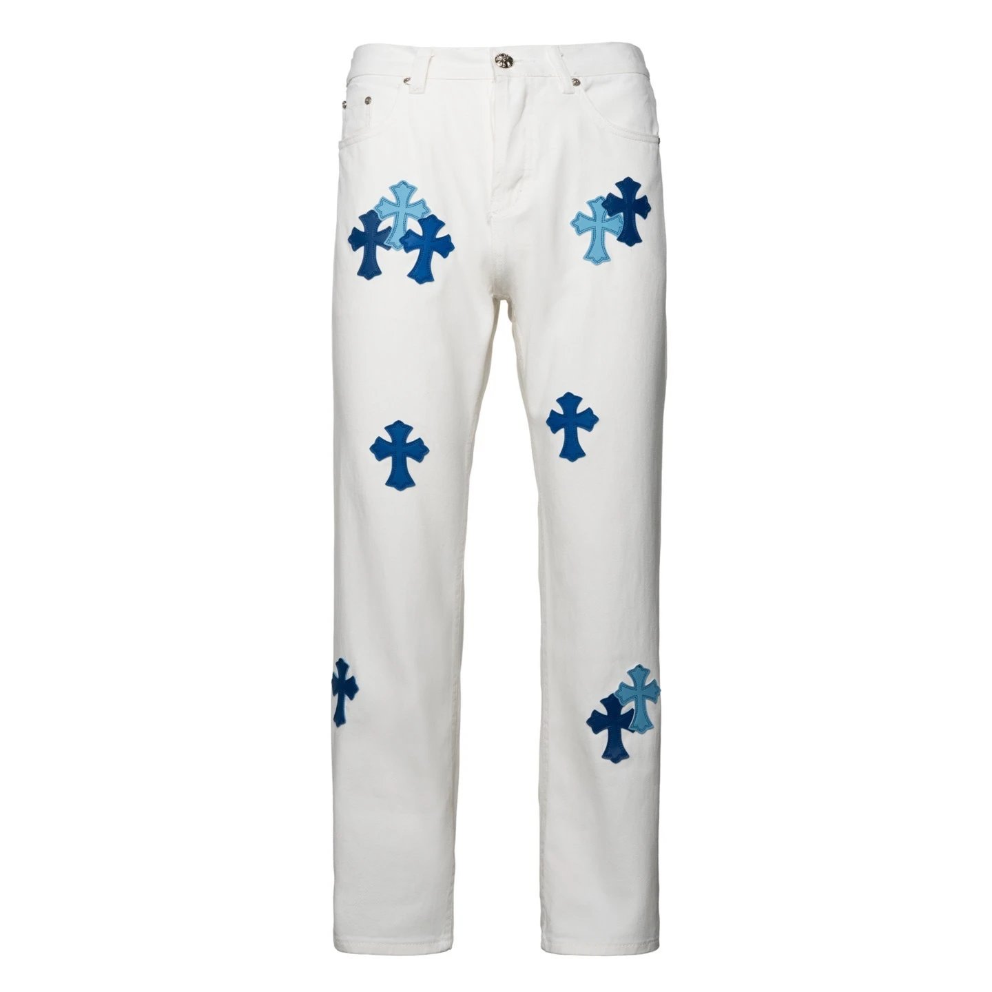 Chrome Hearts Cross-Embroidered White Straight-Leg Jeans - 21