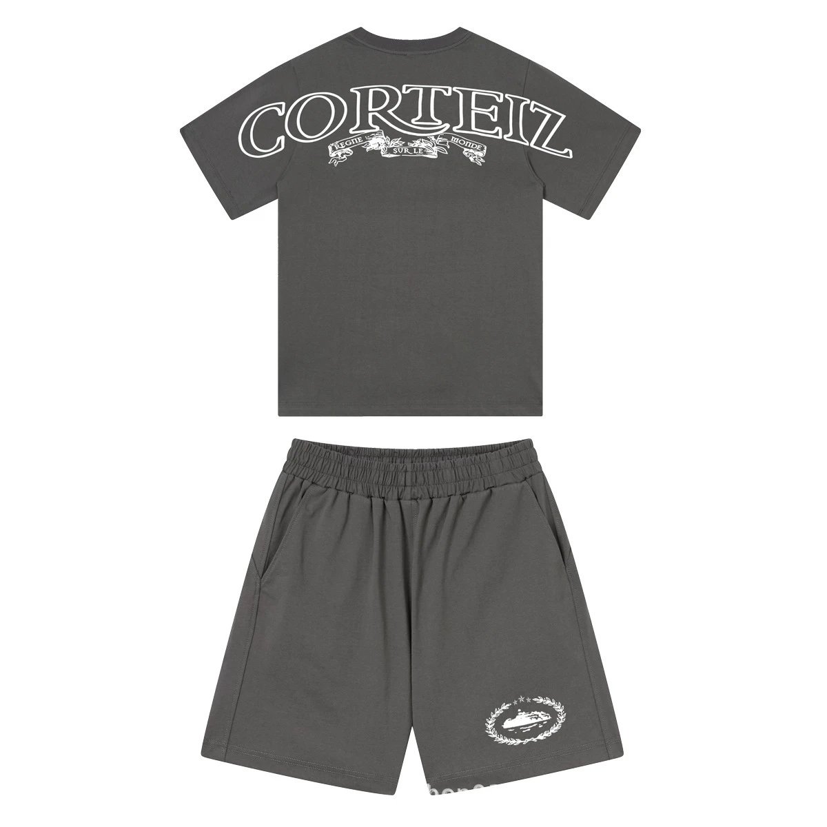 Corteiz Washed Gray Script Shorts - 46