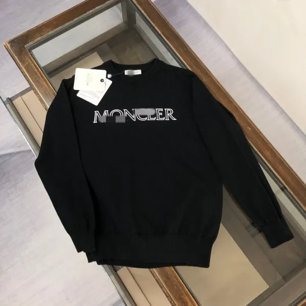 Moncler Logo Embroidered Black Sweater - 1