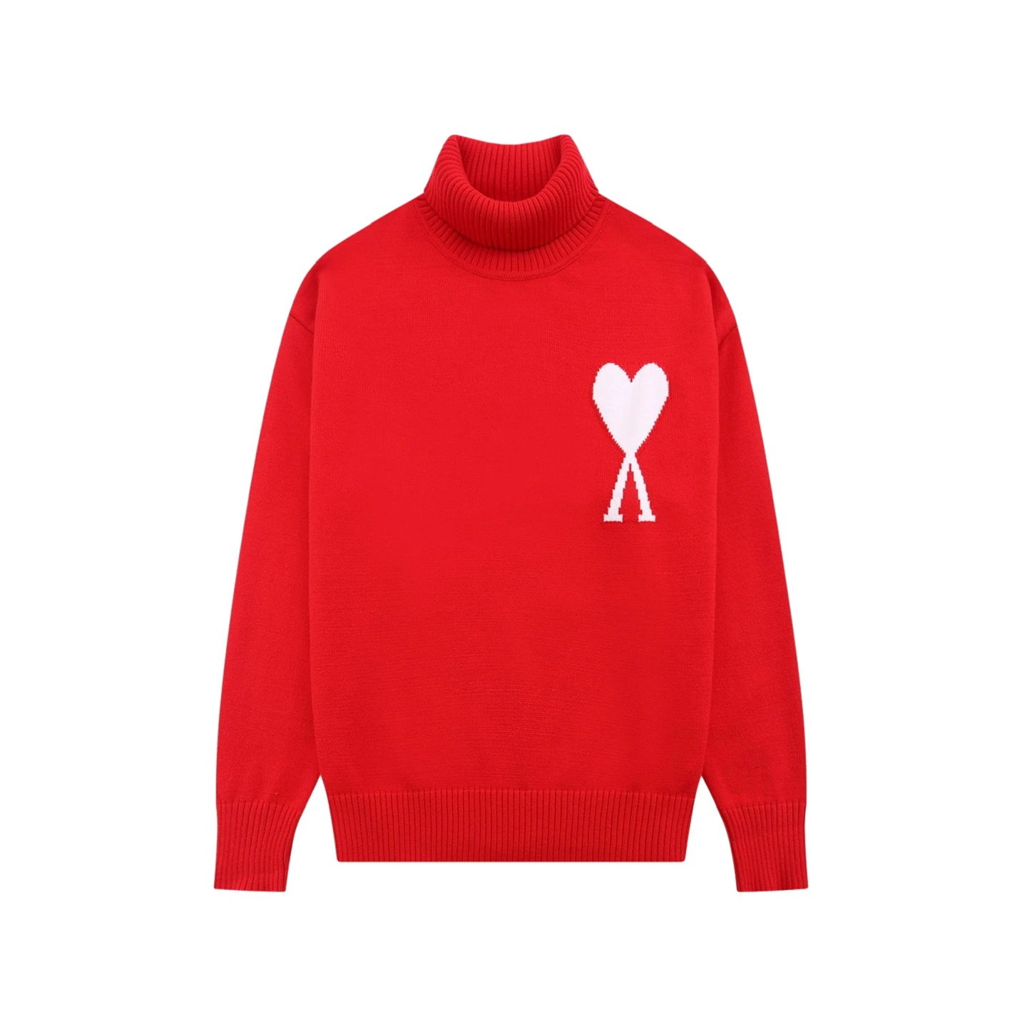 Ami Paris Heart Logo Turtleneck Sweater Forest Green - 29