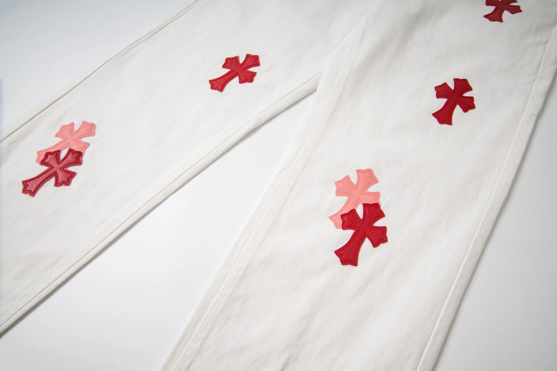 Chrome Hearts Cross-Embroidered White Straight-Leg Jeans - 5