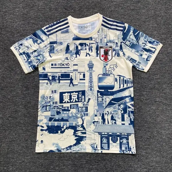 Adidas Japan National Team Tokyo Cityscape Print T-Shirt Beige - 1