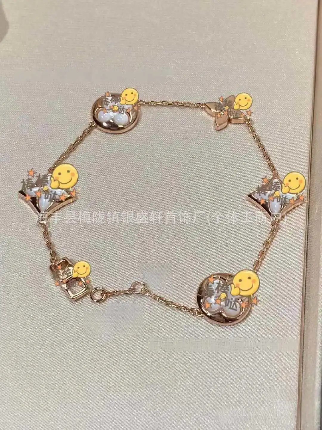 Design Floral Charm Chain Bracelet Rose Gold Pink Opal Jewelry - 9