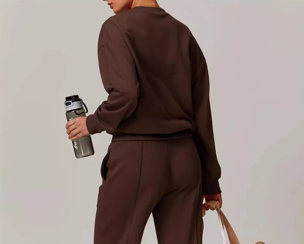 Alo Essential Crewneck Sweatshirt Brown Sweater - 4