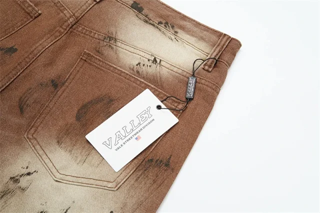 Vale Valley Forever Shorts Washed Denim Drawstring with Rhinestone Logo Embroidery product detail image 31