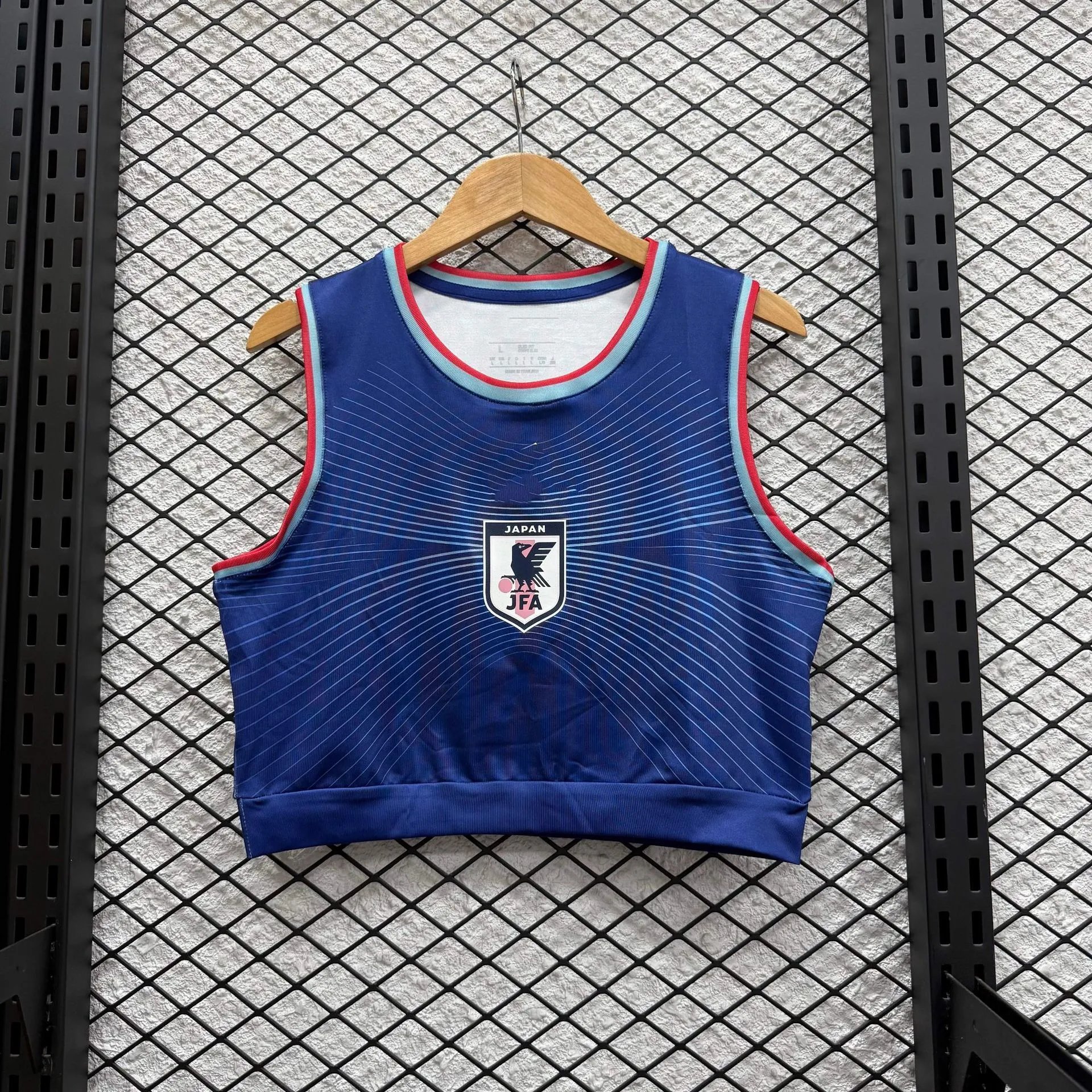 Kappa Cropped Tank Top with Black Diagonal Stripe and Red Cross Logo White Vest Top - 14
