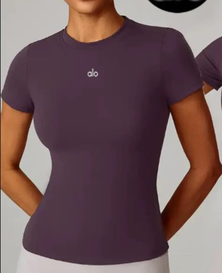 Alo Reflective High-Neck Crop Top Brown Activewear Set - 10