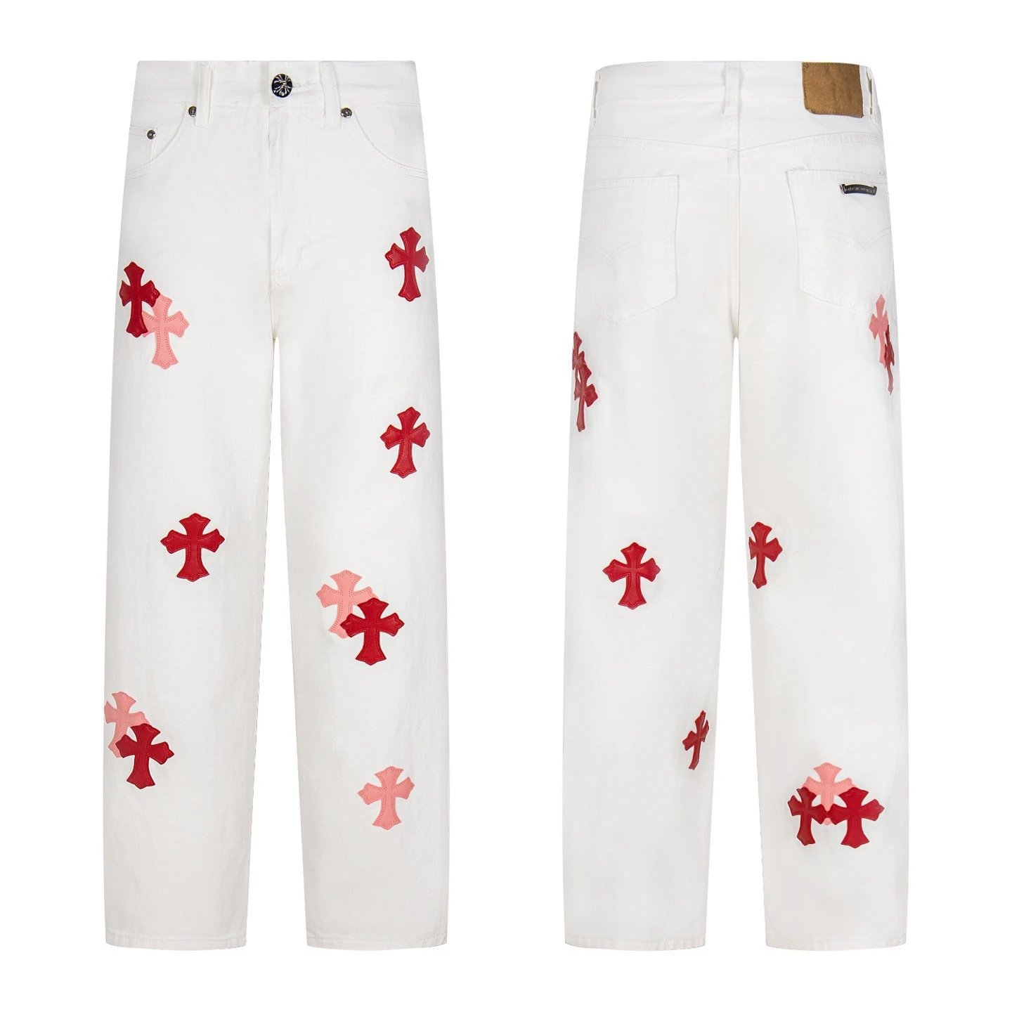 Chrome Hearts Cross-Embroidered White Straight-Leg Jeans - 27