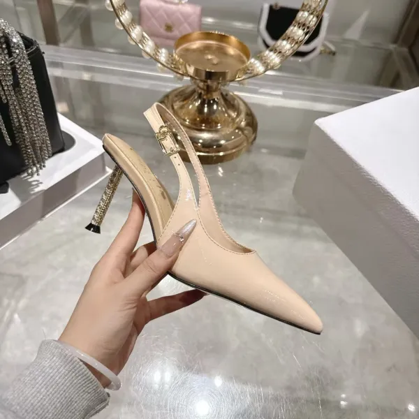Design Nude Patent Leather Slingback Stiletto Heels - 1