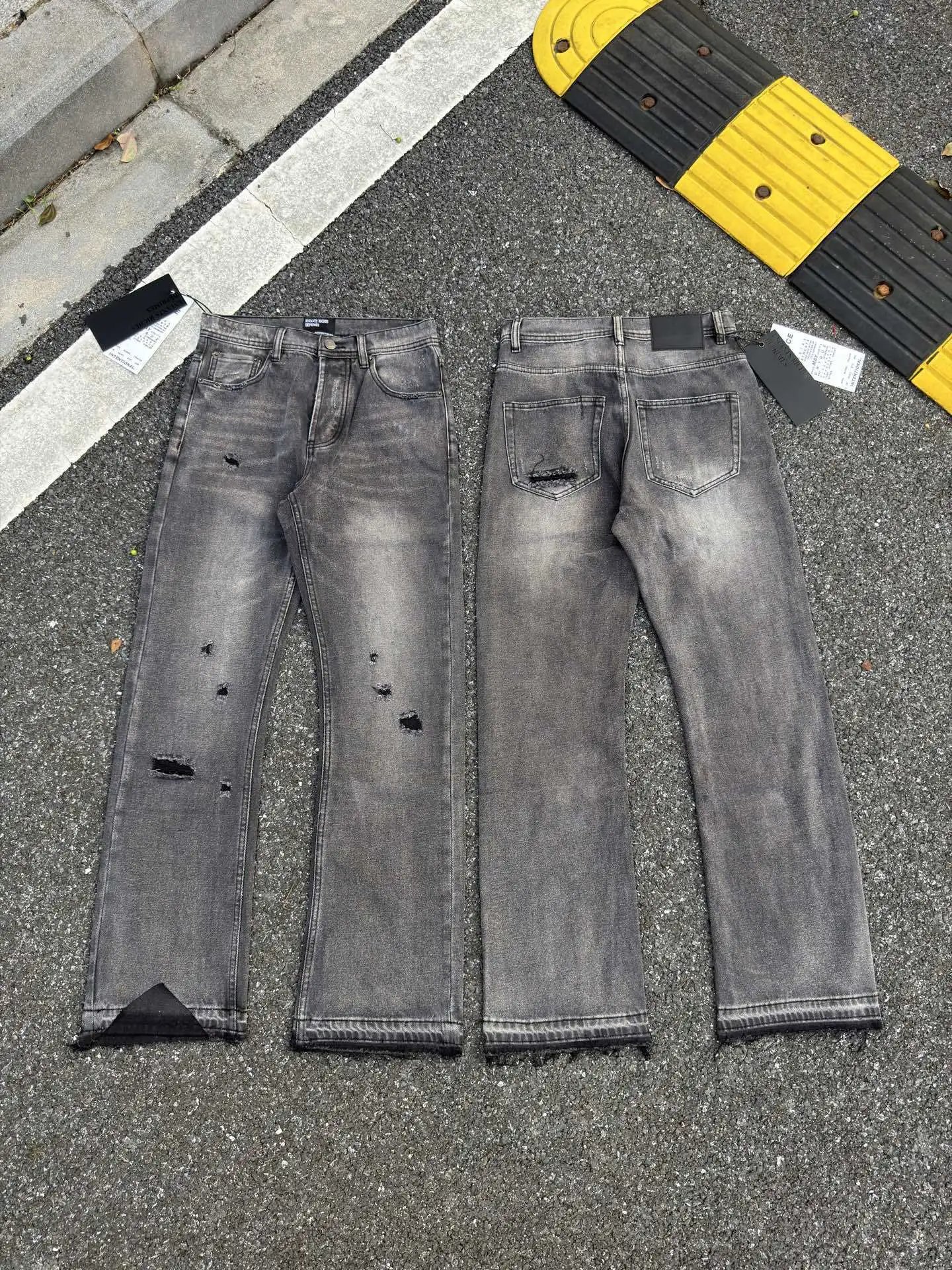 Design Paisley-Print Acid Wash Distressed Wide-Leg Jeans - 8