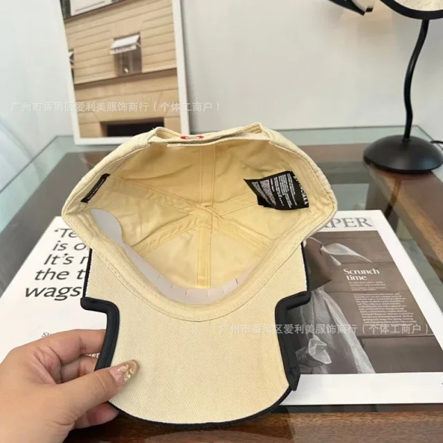Unbranded Hats Distressed contrast-trim baseball cap with embroidered double-loop motif product detail image 12