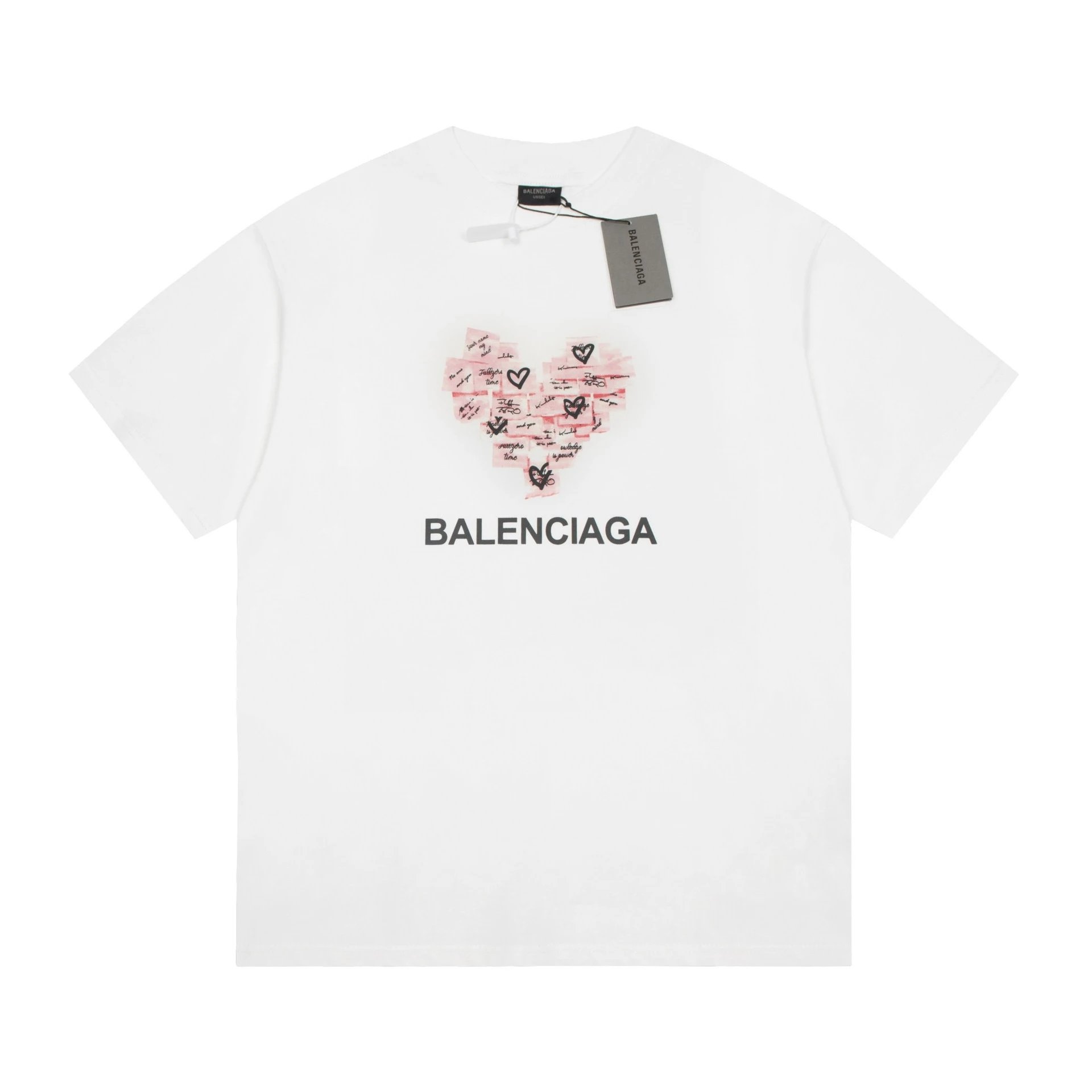 Balenciaga T-Shirts Logo Print Crew Neck — B 0002 white