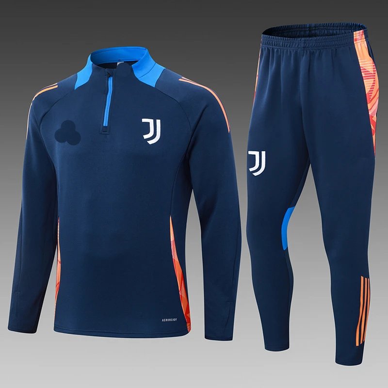 Juventus Training Tracksuit Navy Blue with Orange and Light Blue Accents - 13