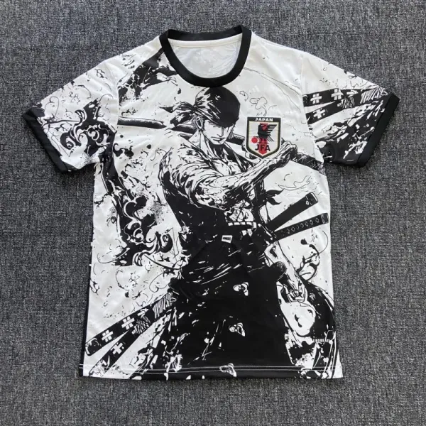 Japan Football Association x Anime Samurai Graphic White T-Shirt - 1