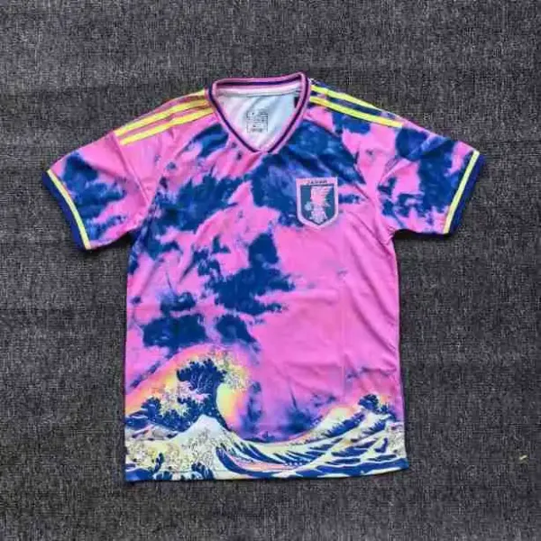 Japan Football Association x Ukiyo-e Wave Print Jersey Pink Blue - 1