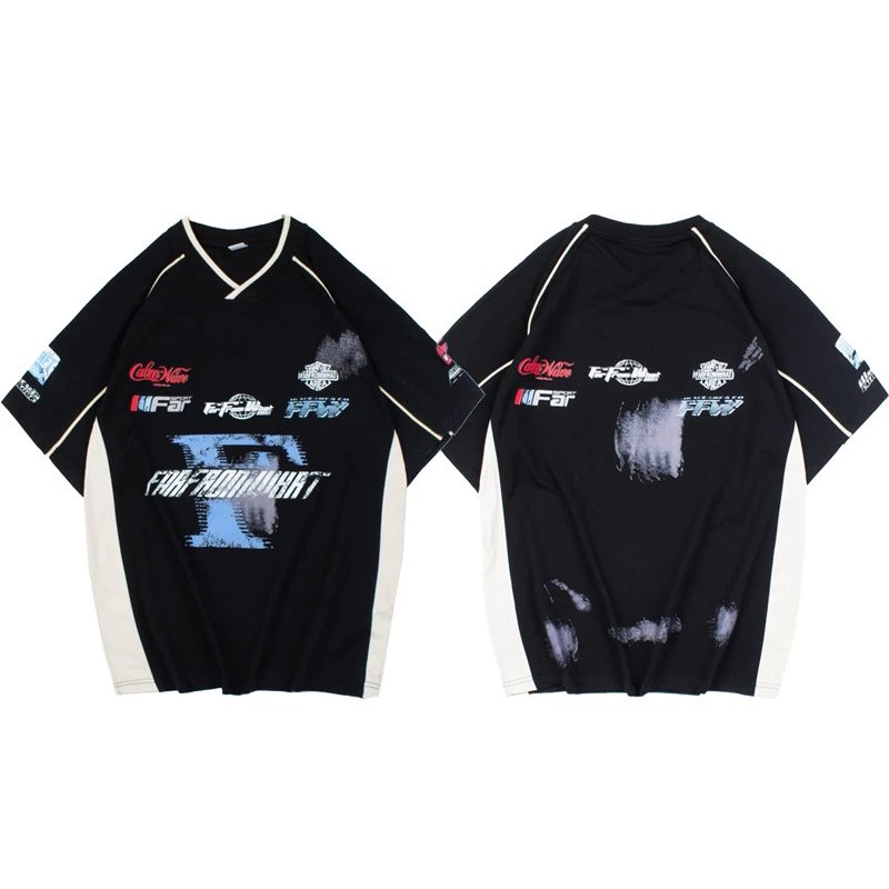 Design Slogan Mesh Jersey Black / White - 44