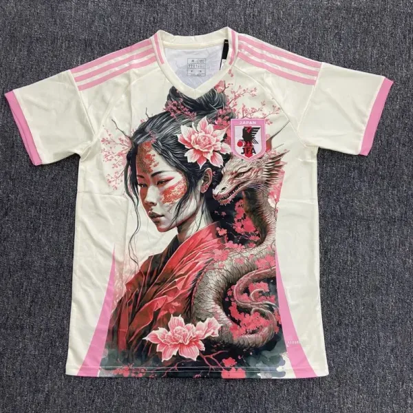 Japan Football Association x Custom Artwork Sakura Dragon Jersey White Pink - 1