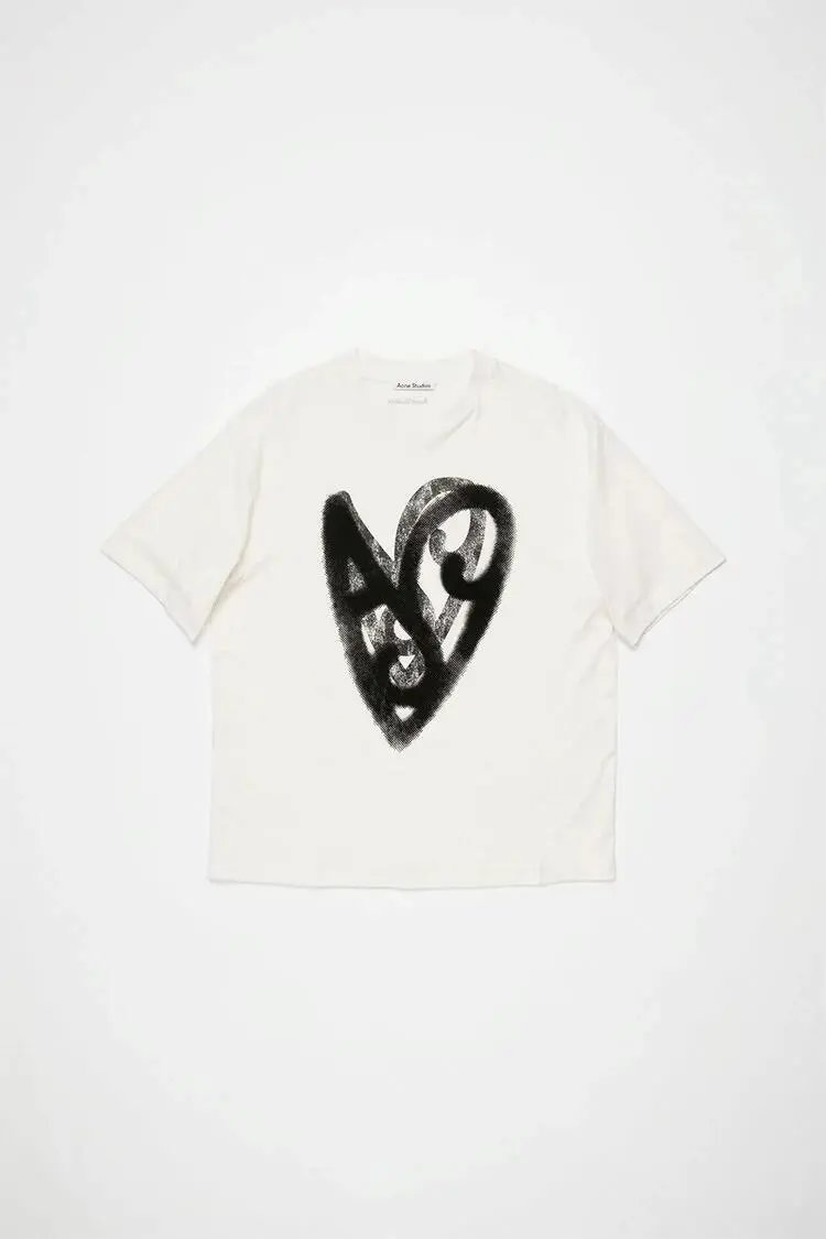 Acne Studios Heart Print T-Shirt White - 7