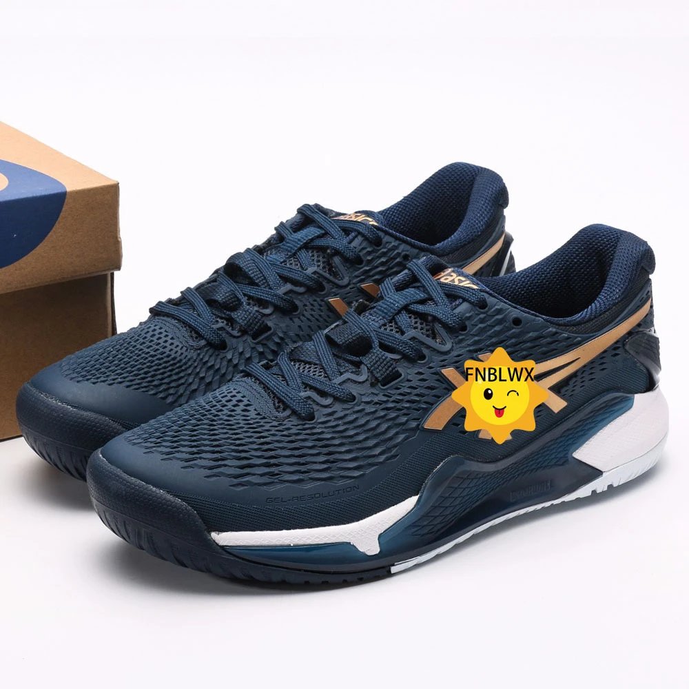 Asics Gel-Resolution 9 Neon Yellow / Blue Tennis Shoes Sneakers - 18