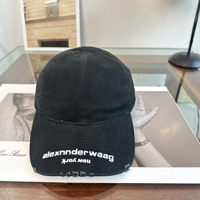 Alexander Wang Hats Embroidered Logo Distressed-Brim Baseball Cap product detail image 5