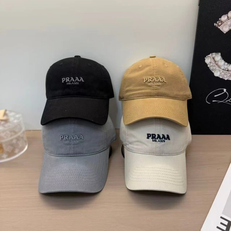 Prada Milano Embroidered Beige Baseball Cap Hats - 11