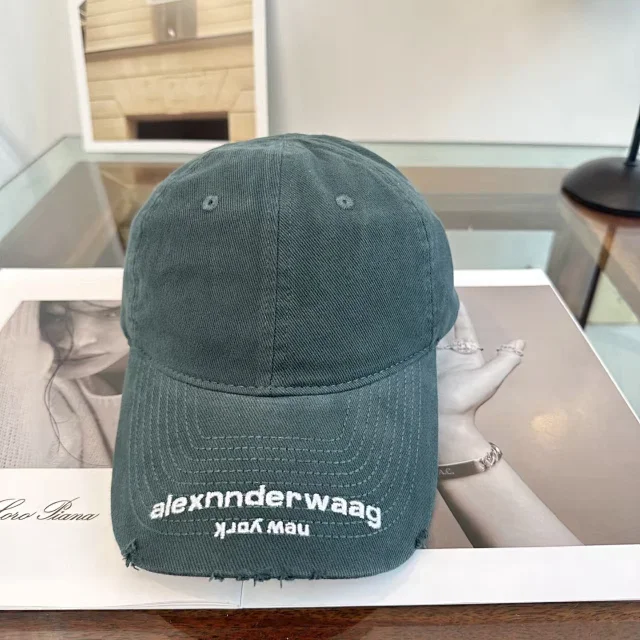 Alexander Wang Hats Embroidered Logo Distressed-Brim Baseball Cap product detail image 7