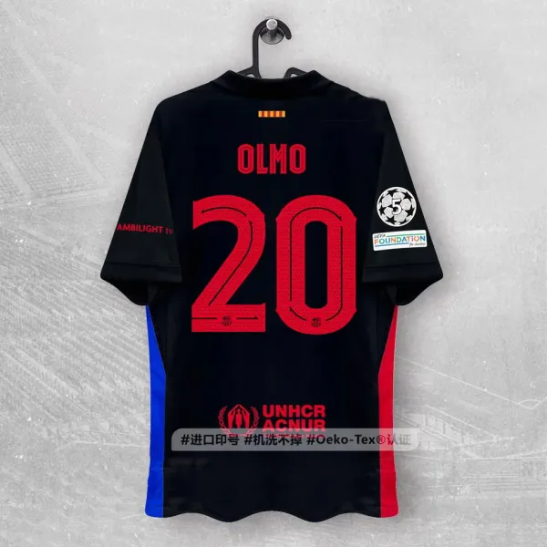 FC Barcelona 2023-24 Third Jersey Olmo #20 Black Red Blue - 1