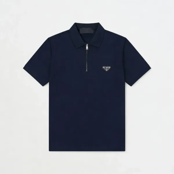 Prada Re-Nylon Zip Polo Army Green Polo Polo Shirt - 7