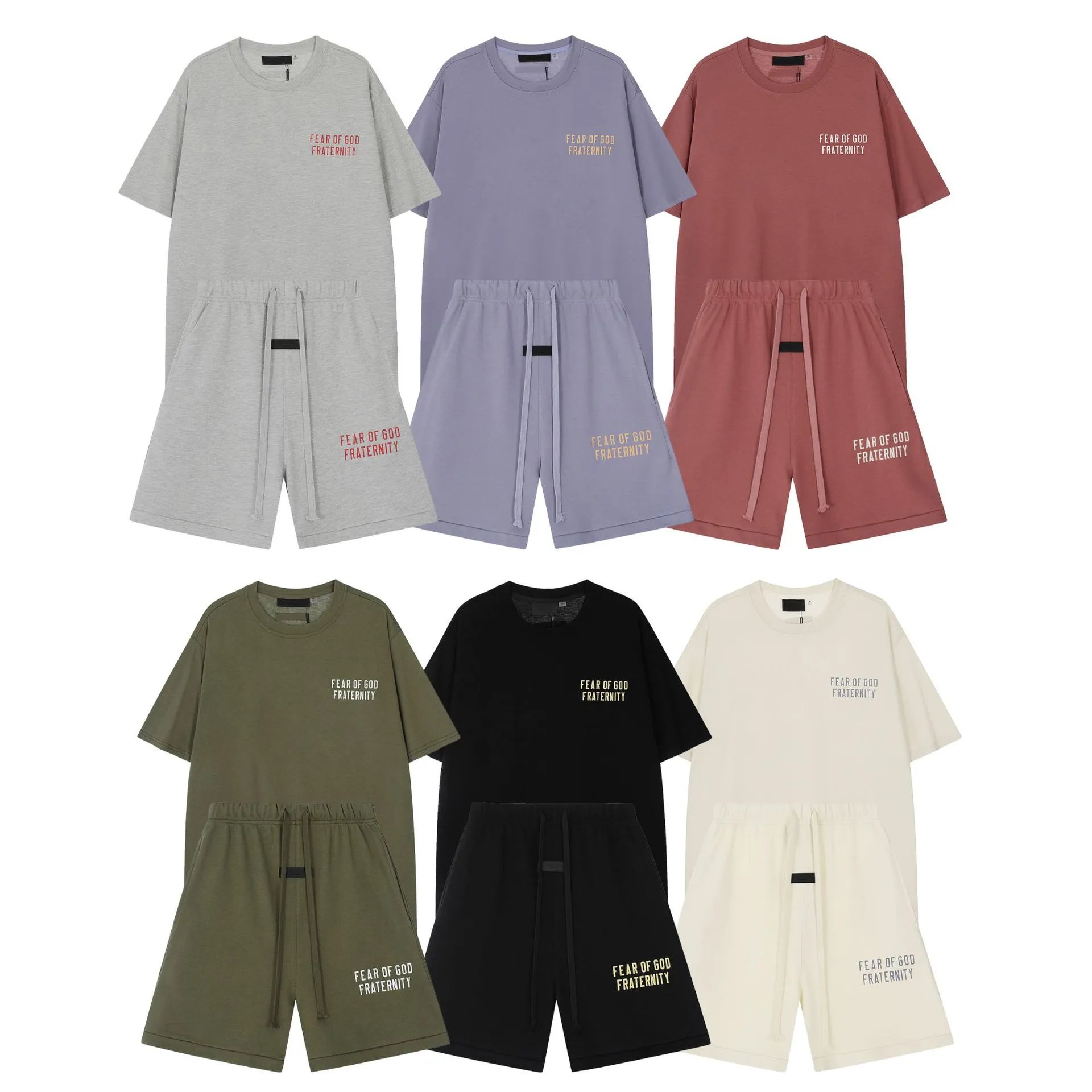 Fear of God Essentials Olive Green Logo T-Shirt and Shorts Set - 4