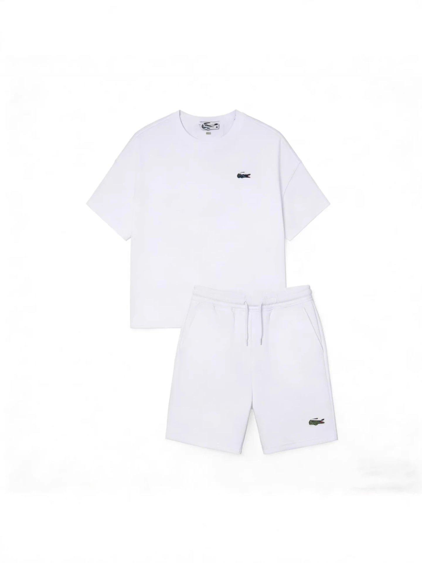 Lacoste Classic Croc Logo White T-Shirt and Shorts Set - 6