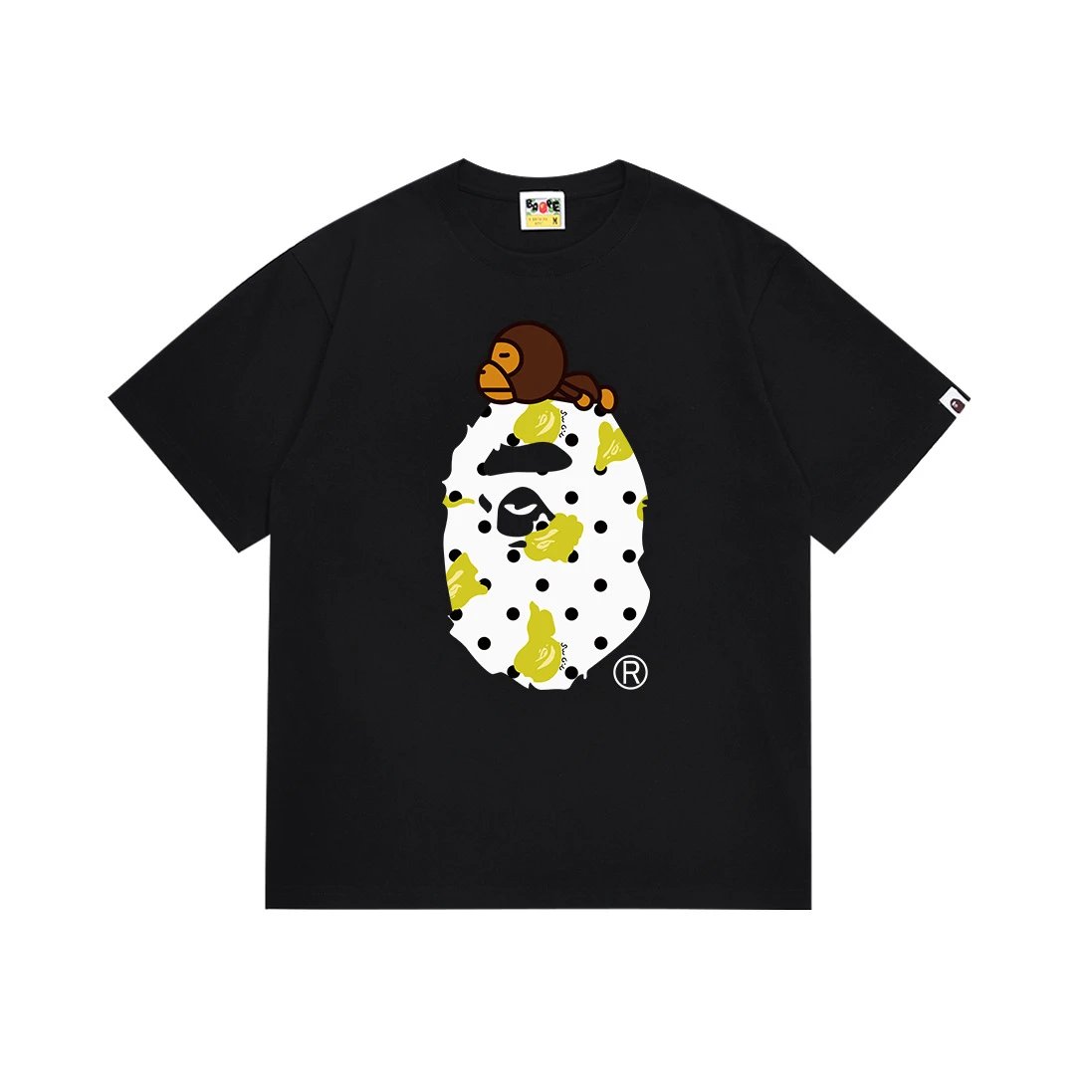 A BATHING APE T-Shirts Head Graphic Short-Sleeve T-Shirt — 081 Black
